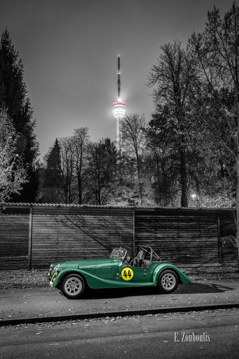 Baden-Württemberg, Baum, Bäume, Chromakey, Colorkey, Deutschland, Dunkel, EZ00593, Fernsehturm, Fine Art, FineArt, Germany, Green, Grün, Langzeitbelichtung, Licht, Light Trails, Long Exposure, Morgan, Nacht, Night, Roadster, Stuttgart, TV Tower, Tree, Trees, Zouboulis, automobil, british, classic car refugium, degerloch, helber, lemans, urban, zouboulis photography